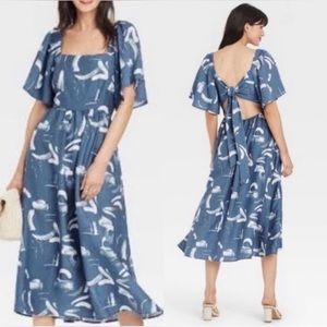 Medium A New Day Flutter Sleeve Tie Back Midi Dress